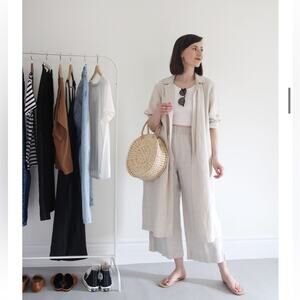 Only Child Fern Trench in Linen oatmeal neutral natural linen coat spring summer